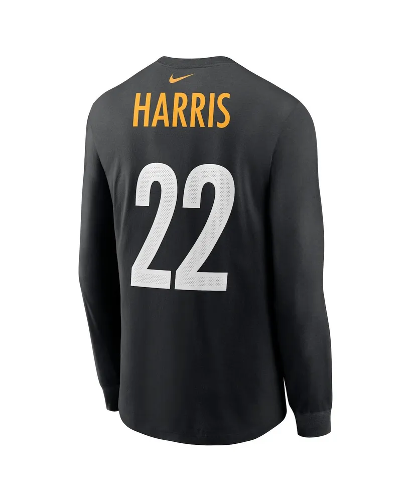 Men's Nike Najee Harris Black Pittsburgh Steelers Player Name & Number Long Sleeve T-shirt