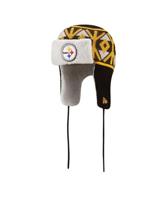 Men's New Era Black Pittsburgh Steelers Knit Trapper Hat