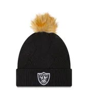 Women's New Era Black Las Vegas Raiders Snowy Cuffed Knit Hat with Pom