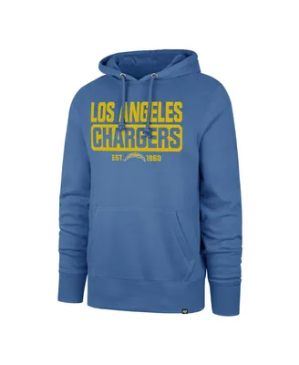Men's '47 Brand Powder Blue Los Angeles Chargers Box Out Headline Pullover Hoodie