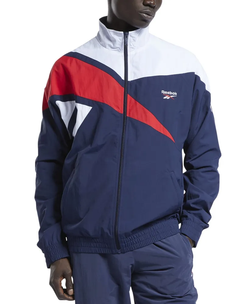 Reebok Men's Classics Vector Regular-Fit Logo Colorblocked Full-Zip Track Jacket