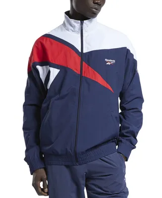 Reebok Men's Classics Vector Regular-Fit Logo Colorblocked Full-Zip Track Jacket