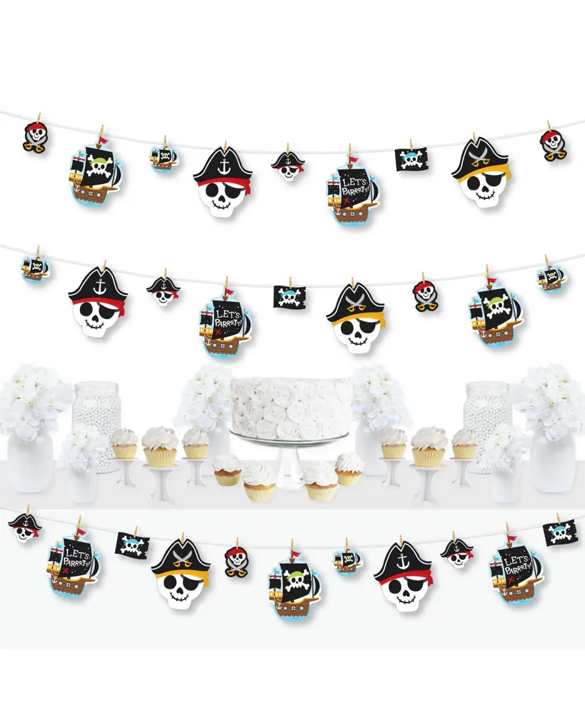 Big Dot Of Happiness Pirate Ship Adventures Birthday Party Decoration  Clothespin Garland Banner 44 Pc