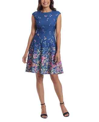 London Times Petite Printed Fit & Flare Dress