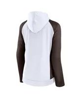 Women's Fanatics White, Brown Cleveland Browns End Around Raglan Full-Zip Hoodie