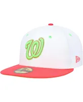 Men's New Era White, Coral Washington Nationals Robert F. Kennedy Memorial Stadium Strawberry Lolli 59FIFTY Fitted Hat