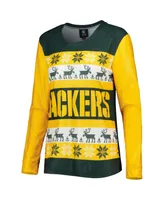 Women's Foco Green Bay Packers Holiday Ugly Pajama Set