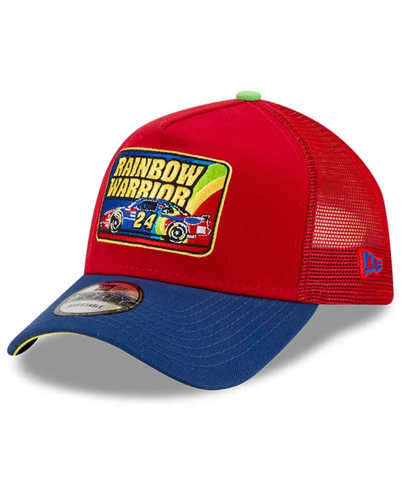 Men's New Era Scarlet, Blue Jeff Gordon Legends 9FORTY A-Frame Adjustable Trucker Hat