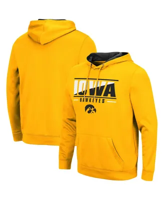 Men's Colosseum Gold Iowa Hawkeyes Slash Stack 2.0 Pullover Hoodie