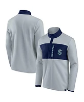 Men's Fanatics Gray, Deep Sea Blue Seattle Kraken Omni Polar Fleece Quarter-Snap Jacket