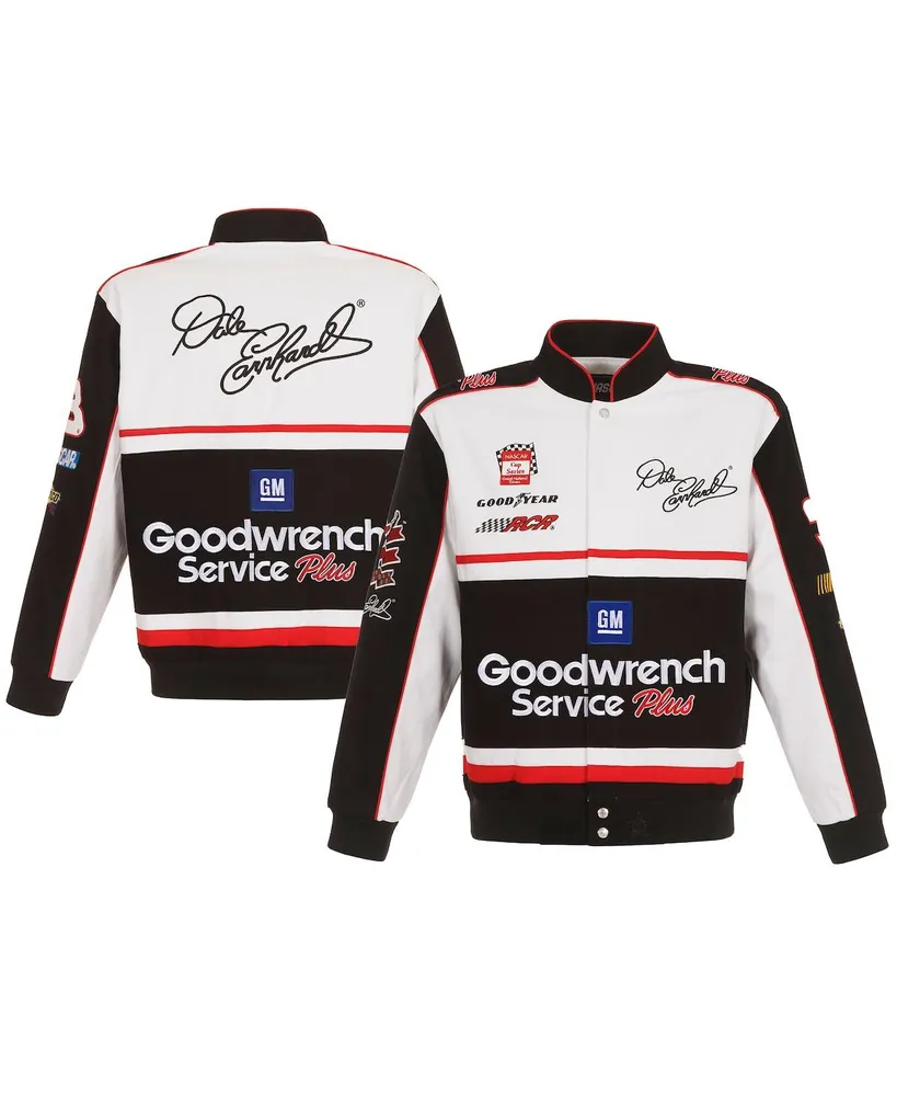 Men's Jh Design White, Black Dale Earnhardt Goodwrench Twill Uniform Full-Snap Jacket