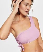 Salt + Cove Juniors' One-Shoulder Side-Shirred Bikini Top, Created For Macy's