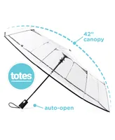 Totes 3-Section Auto-Open Clear Umbrella