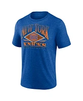 Men's Fanatics Heather Blue New York Knicks True Classics Power Phase Tri-Blend T-shirt