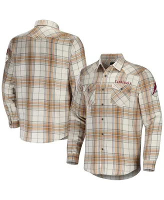 Men's Nfl X Darius Rucker Collection by Fanatics Tan Arizona Cardinals Flannel Long Sleeve Button-Up Shirt