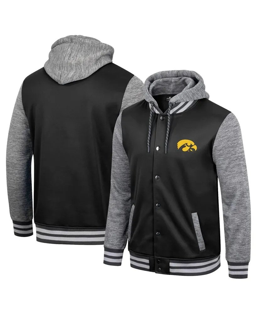 Men's Colosseum Black Iowa Hawkeyes Robinson Hoodie Full-Snap Jacket