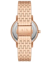 A|X Armani Exchange Women's Three-Hand Rose Gold-Tone Stainless Steel Bracelet Watch, 36mm and Rose Gold-Tone Stainless Steel Necklace Set