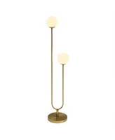 Dufrene 2-Light Floor Lamp with Glass Shades