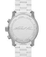 Michael Kors Unisex Runway Chronograph White Silicone-Wrapped Stainless Steel Watch 45mm