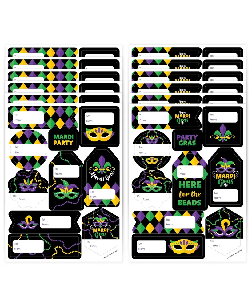 Big Dot of Happiness - Colorful Mardi Gras Mask - DIY Shaped Masquerade Party Cut-Outs - 24 Count