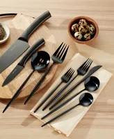 Hampton Forge Skandia Zephyr Black 45 Piece Flatware Set, Service For 8