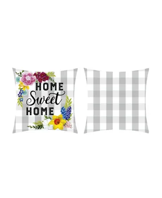 Evergreen Home Sweet Home Plaid Outdoor Pillow Cover