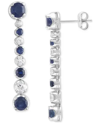 Sapphire (3-1/6 ct. t.w.) & White Sapphire (1 ct. t.w.) Linear Drop Earrings in 14k White Gold