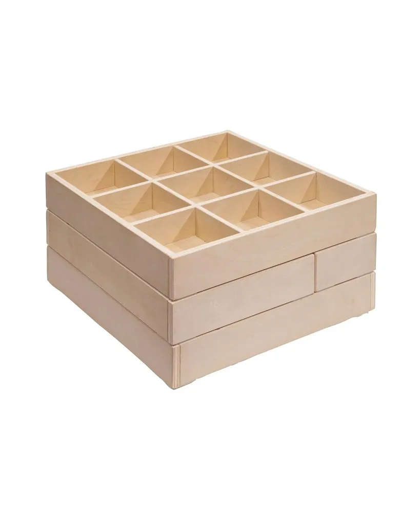 Kaplan Early Learning Loose Parts Stacking Wooden Trays - Set of 4