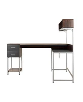 Techni Mobili Wood L-Shape with Hutch and Storage Desk