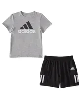 adidas Baby Boys T Shirt and French Terry Cargo Shorts, 2 Piece Set