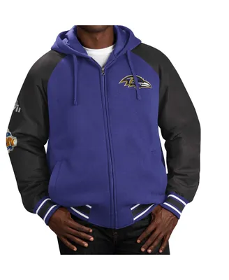 Men's G-iii Sports by Carl Banks Purple Baltimore Ravens Defender Raglan Full-Zip Hoodie Varsity Jacket