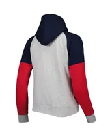 Antigua Women's Heathered Gray, Navy New England Patriots Jackpot Raglan Half-Zip Pullover Hoodie