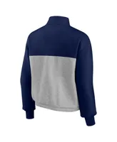 Women's Fanatics Navy, Heather Gray New York Yankees Iconic Cinch Waist Quarter-Zip Top