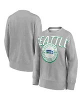 Women's Fanatics Heathered Gray Seattle Seahawks Jump Distribution Tri-Blend Pullover Sweatshirt