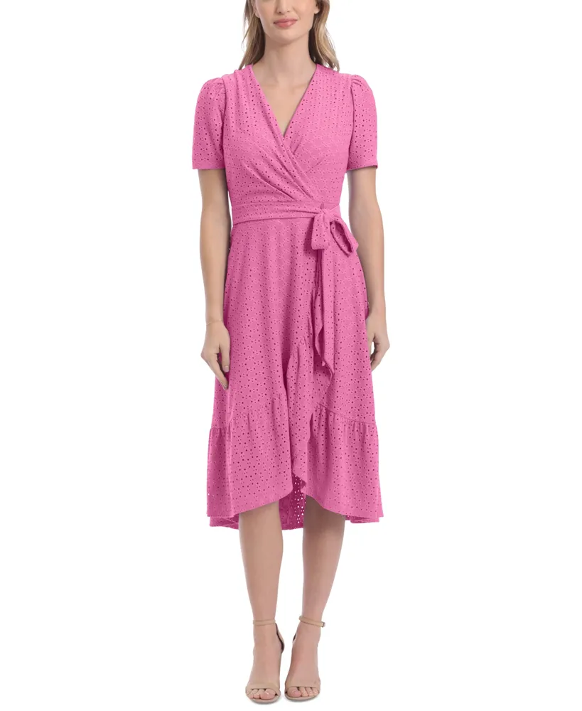 London Times Women's Ruffled Midi Dress