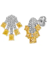 Le Vian Couture Sunny Yellow Diamond (1-3/4 ct. t.w.) & Vanilla Diamond (1/2 ct. t.w.) Fan Stud Earrings in 14k Gold & Platinum