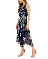 Connected Petite Floral-Print Sleeveless Midi Dress
