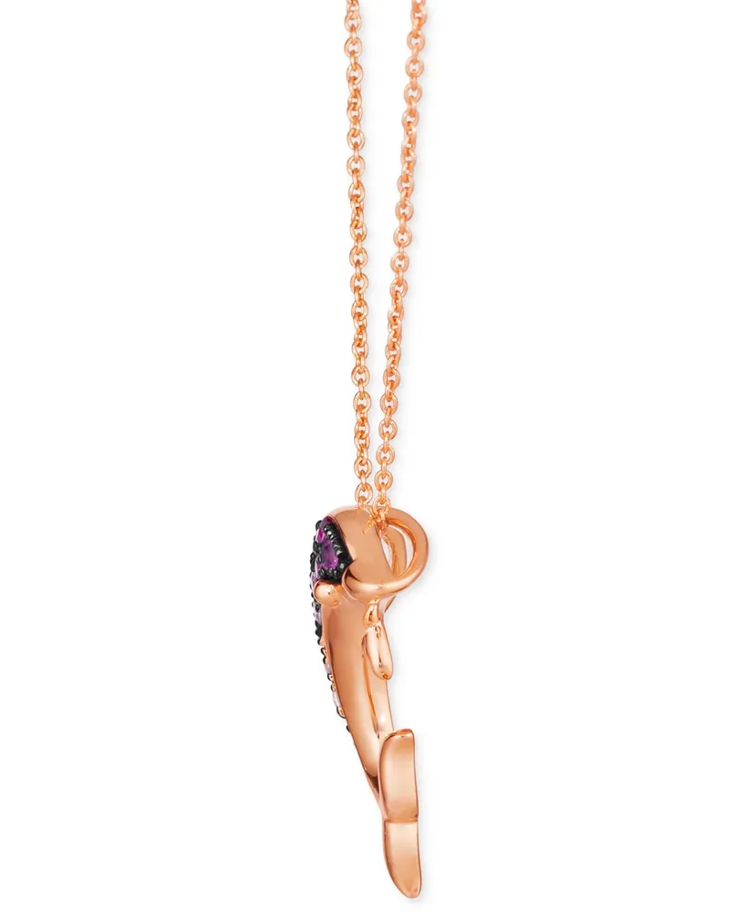 Le Vian Strawberry Ombre Sapphire Dolphin Pendant Necklace (1/4 ct. t.w.) in 14k Rose Gold, 18" + 2" extender