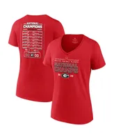 Women's Fanatics Red Georgia Bulldogs College Football Playoff 2022 National Champions Schedule V-neck T-shirt