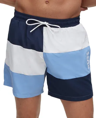 Boss by Hugo Men's Color-Blocked Quick-Drying Material Swim Shorts