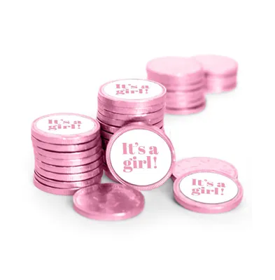 84ct It's a Girl Baby Shower Candy Pink Chocolate Coins Party Favors (84 Pack)