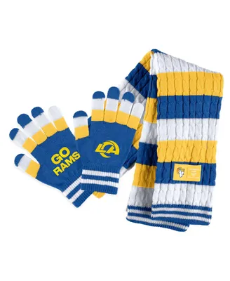 Women's Wear by Erin Andrews Los Angeles Rams Striped Scarf and Gloves Set
