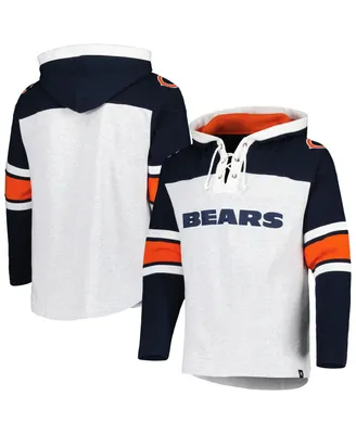 Men's '47 Brand Chicago Bears Heather Gray Gridiron Lace-Up Pullover Hoodie