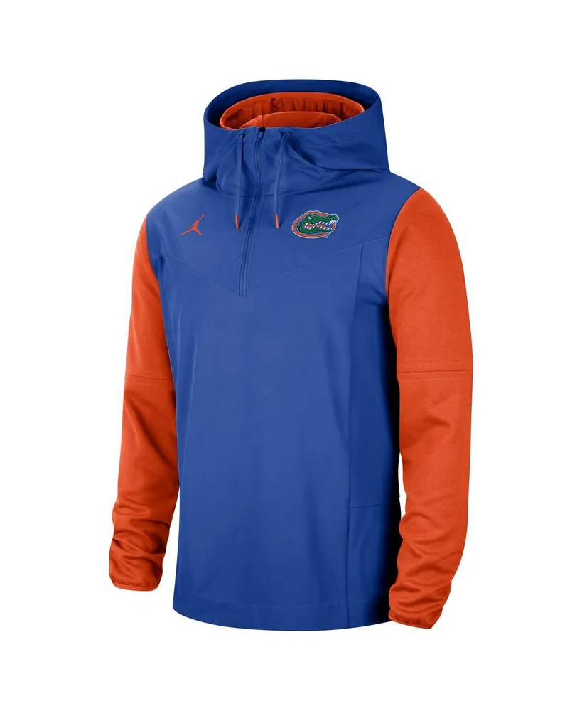 Men's Jordan Royal, Orange Florida Gators Sideline Player Quarter-Zip Hoodie Jacket