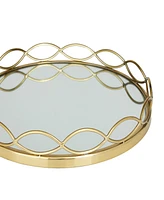 Rosemary Lane Stainless Steel Mirrored Tray, Set of 2, 18", 14" W