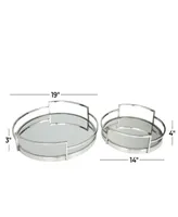 The Novogratz Silver Stainless Steel Metal Mirrored Tray, Set of 2