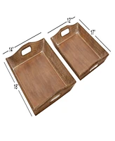 Rosemary Lane Wood Tray, Set of 2, 18", 17" W