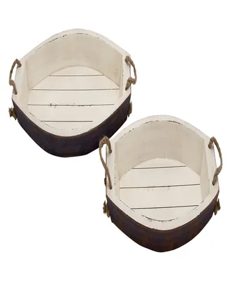 Rosemary Lane Wood Sail Boat Tray with Rope Handles, Set of 2, 23", 19" W