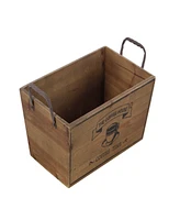 Rosemary Lane Wood Coffee Time Tray with Metal Handles, Set of 2, 18", 16" W