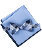 Tommy Hilfiger Men's Buffalo Check Bow Tie & Solid Pocket Square Set